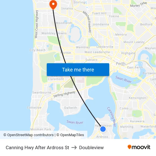 Canning Hwy After Ardross St to Doubleview map