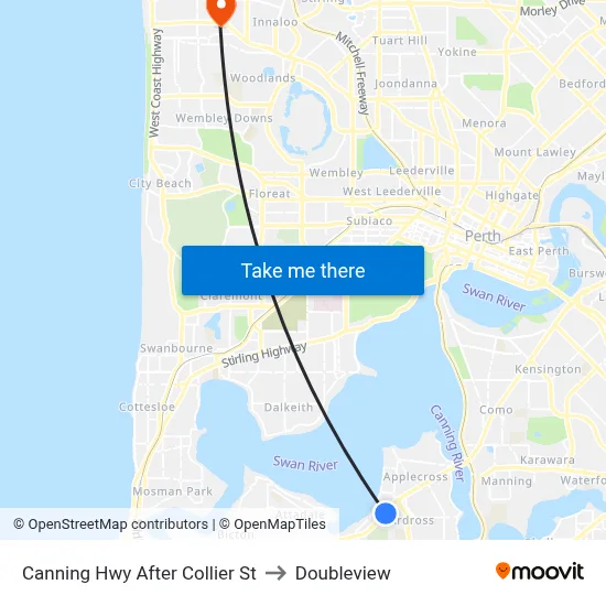 Canning Hwy After Collier St to Doubleview map