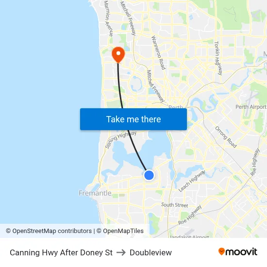 Canning Hwy After Doney St to Doubleview map