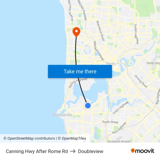 Canning Hwy After Rome Rd to Doubleview map