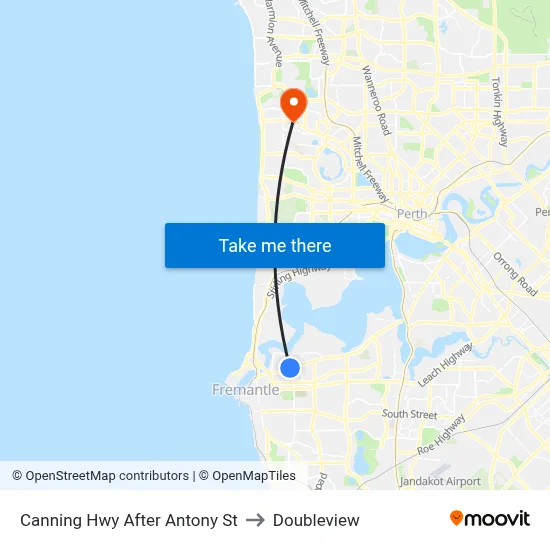 Canning Hwy After Antony St to Doubleview map