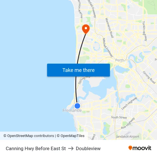 Canning Hwy Before East St to Doubleview map