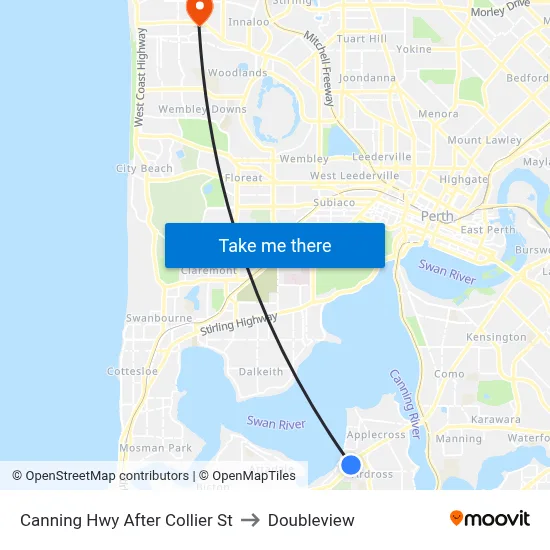 Canning Hwy After Collier St to Doubleview map