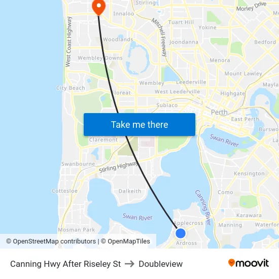 Canning Hwy After Riseley St to Doubleview map