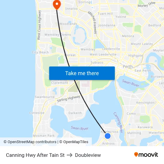 Canning Hwy After Tain St to Doubleview map