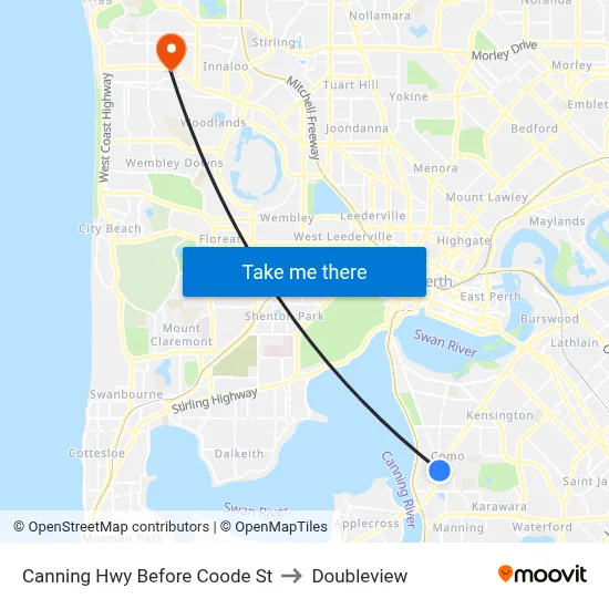 Canning Hwy Before Coode St to Doubleview map