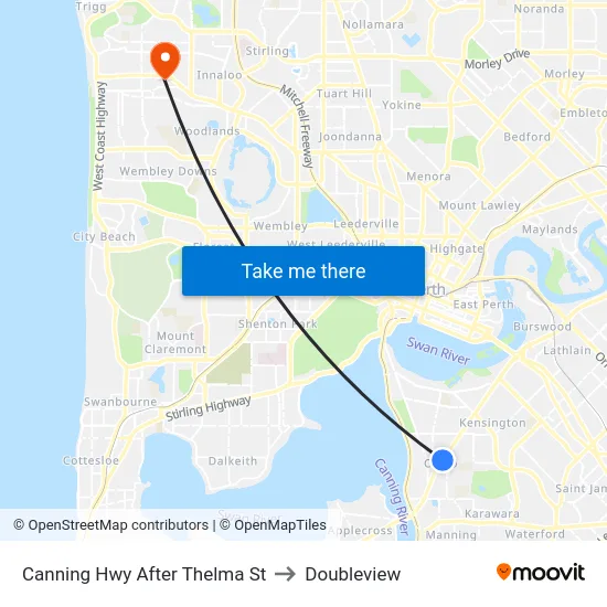 Canning Hwy After Thelma St to Doubleview map