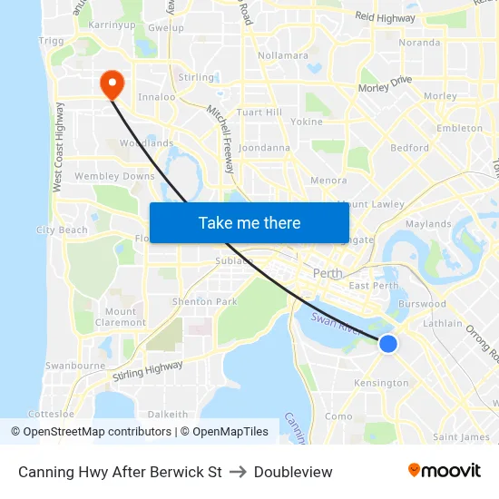 Canning Hwy After Berwick St to Doubleview map