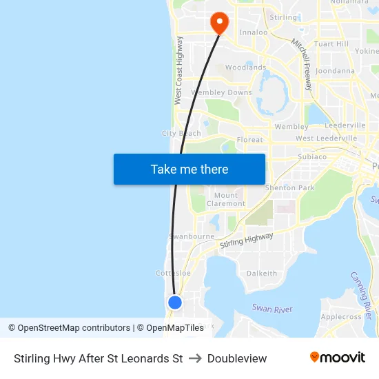 Stirling Hwy After St Leonards St to Doubleview map