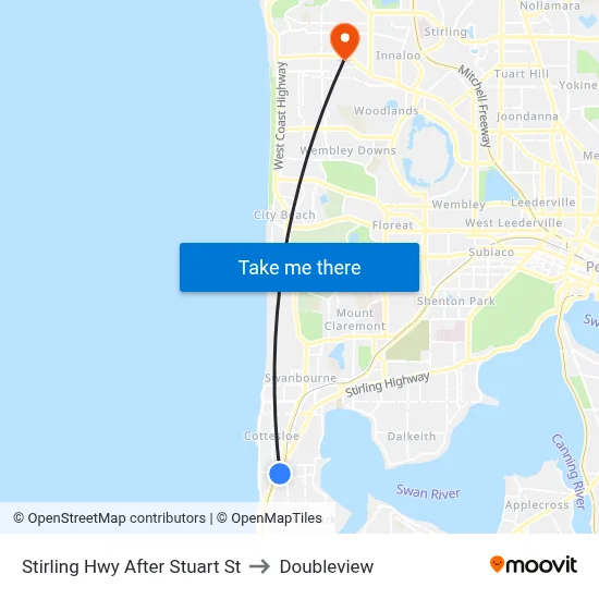 Stirling Hwy After Stuart St to Doubleview map