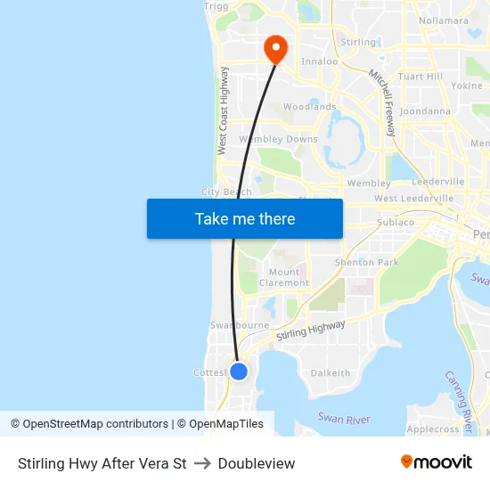 Stirling Hwy After Vera St to Doubleview map