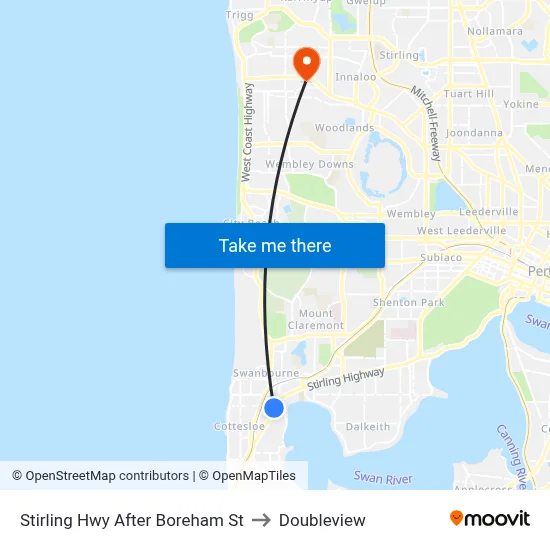 Stirling Hwy After Boreham St to Doubleview map