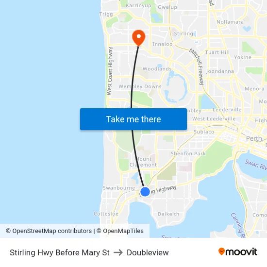 Stirling Hwy Before Mary St to Doubleview map