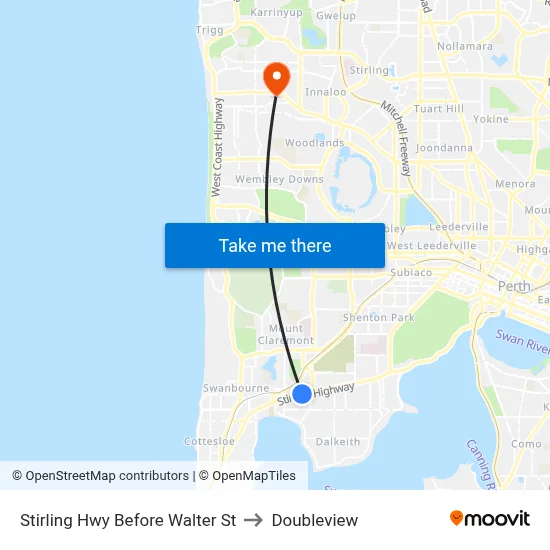 Stirling Hwy Before Walter St to Doubleview map