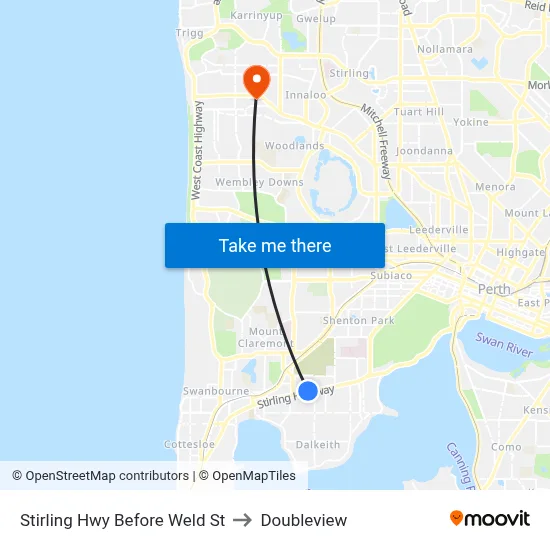 Stirling Hwy Before Weld St to Doubleview map