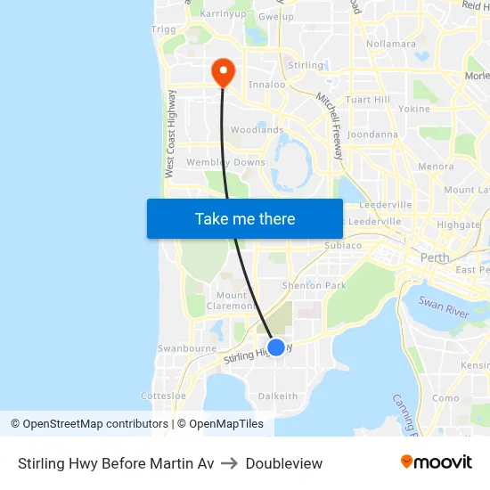 Stirling Hwy Before Martin Av to Doubleview map