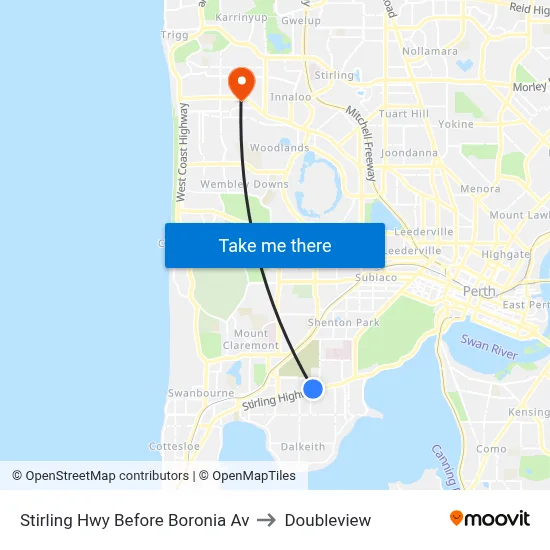 Stirling Hwy Before Boronia Av to Doubleview map