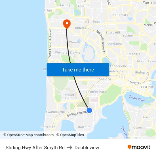 Stirling Hwy After Smyth Rd to Doubleview map