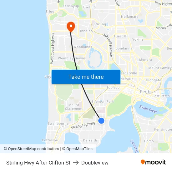 Stirling Hwy After Clifton St to Doubleview map