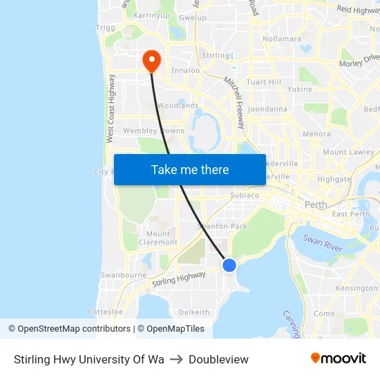Stirling Hwy University Of Wa to Doubleview map