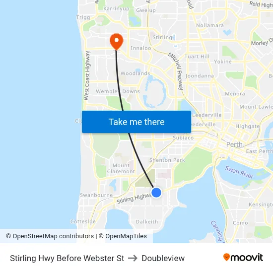 Stirling Hwy Before Webster St to Doubleview map