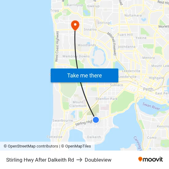 Stirling Hwy After Dalkeith Rd to Doubleview map