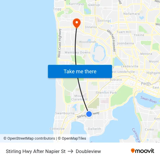 Stirling Hwy After Napier St to Doubleview map