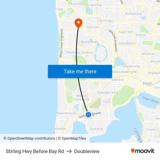 Stirling Hwy Before Bay Rd to Doubleview map