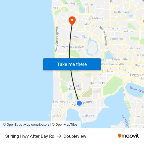 Stirling Hwy After Bay Rd to Doubleview map