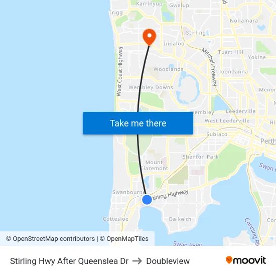 Stirling Hwy After Queenslea Dr to Doubleview map