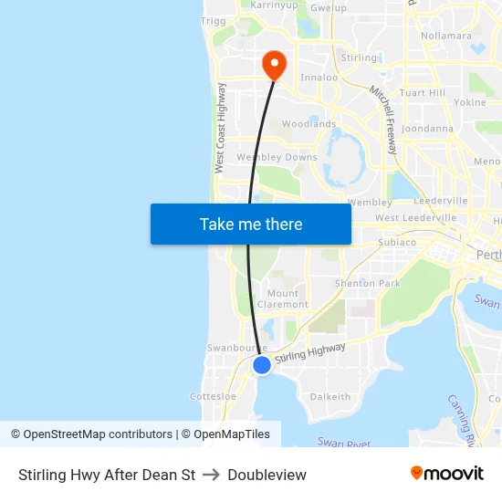 Stirling Hwy After Dean St to Doubleview map