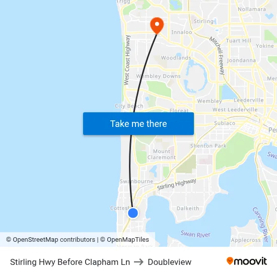 Stirling Hwy Before Clapham Ln to Doubleview map