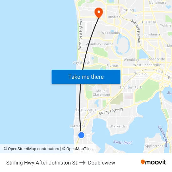 Stirling Hwy After Johnston St to Doubleview map