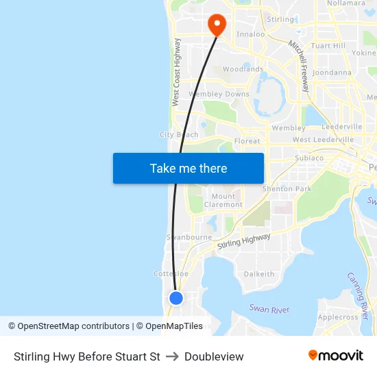 Stirling Hwy Before Stuart St to Doubleview map