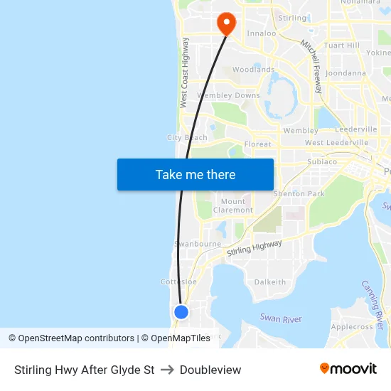 Stirling Hwy After Glyde St to Doubleview map