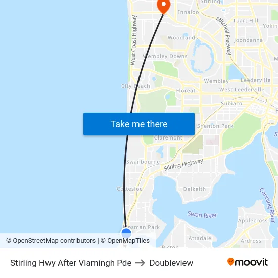 Stirling Hwy After Vlamingh Pde to Doubleview map