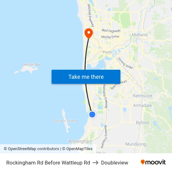 Rockingham Rd Before Wattleup Rd to Doubleview map