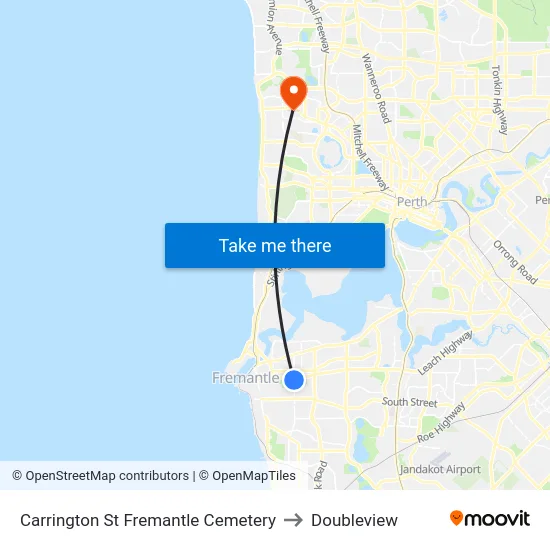 Carrington St Fremantle Cemetery to Doubleview map