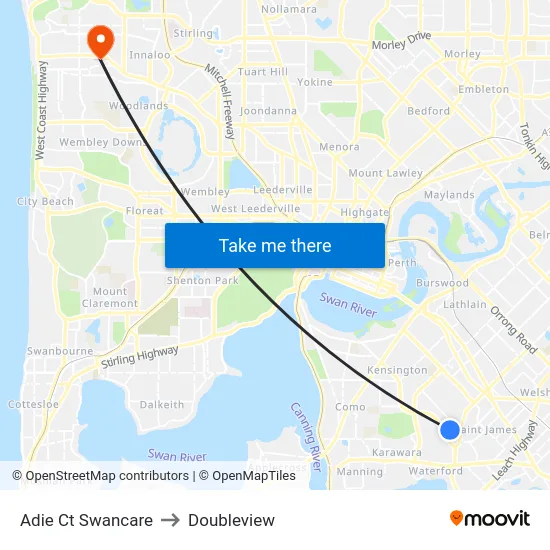Adie Ct Swancare to Doubleview map
