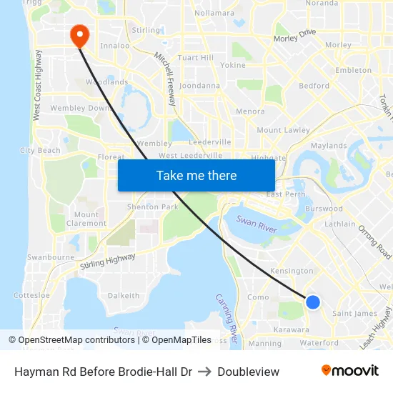 Hayman Rd Before Brodie-Hall Dr to Doubleview map