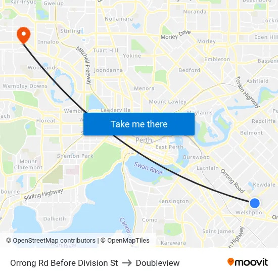 Orrong Rd Before Division St to Doubleview map