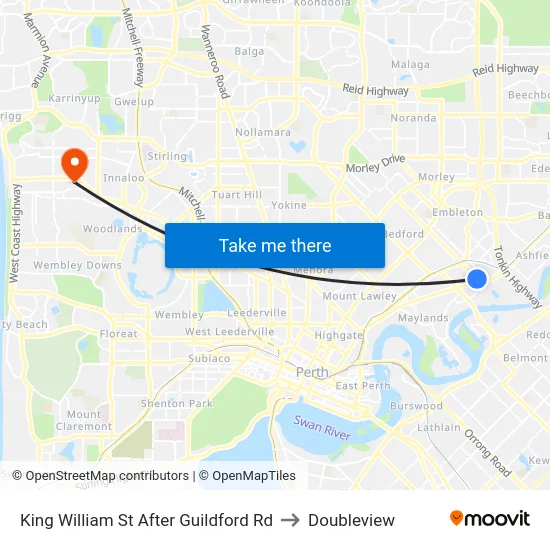 King William St After Guildford Rd to Doubleview map