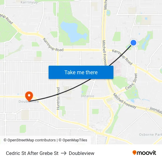 Cedric St After Grebe St to Doubleview map