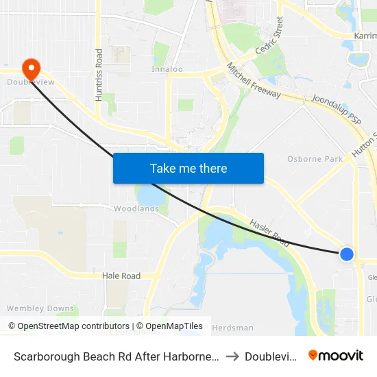 Scarborough Beach Rd After Harborne St to Doubleview map
