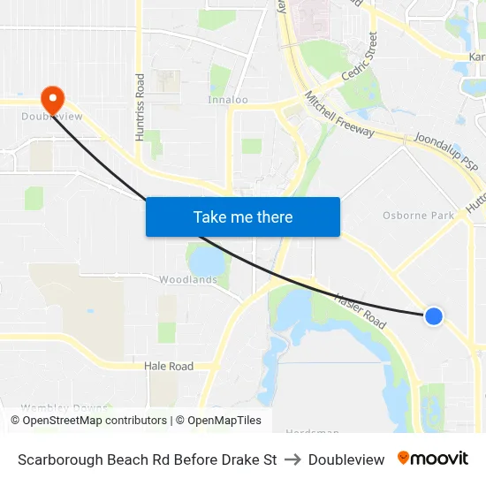 Scarborough Beach Rd Before Drake St to Doubleview map