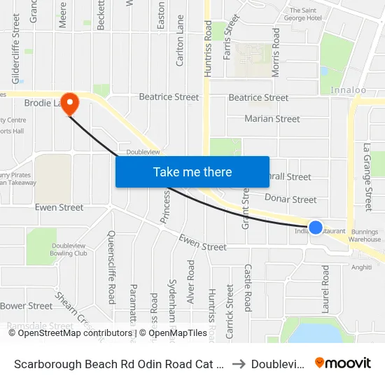 Scarborough Beach Rd Odin Road Cat Id 7 to Doubleview map