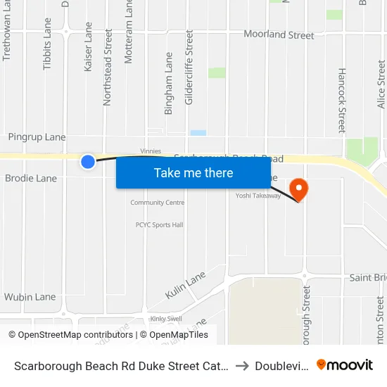 Scarborough Beach Rd Duke Street Cat Id 15 to Doubleview map