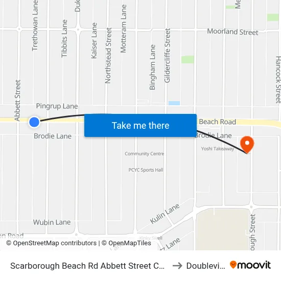 Scarborough Beach Rd Abbett Street Cat Id 16 to Doubleview map