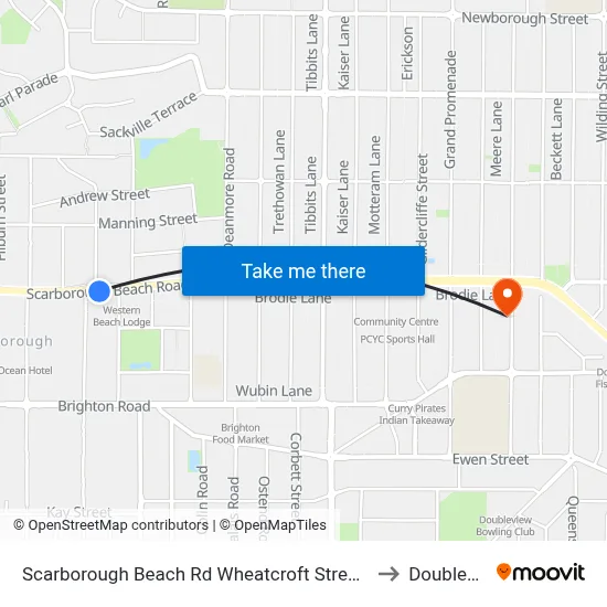 Scarborough Beach Rd Wheatcroft Street Cat Id 18 to Doubleview map