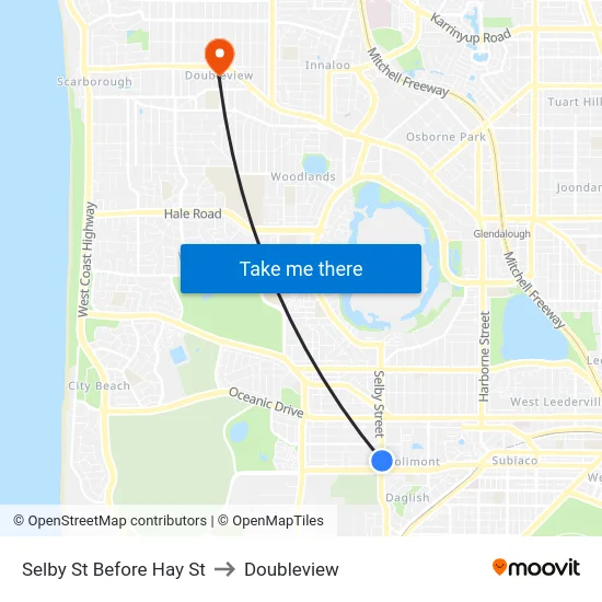 Selby St Before Hay St to Doubleview map